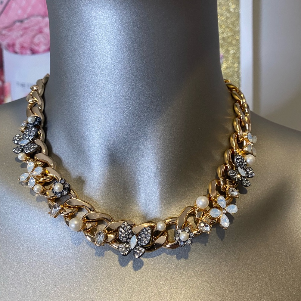 Betsey Johnson Gold and Silver Butterfly Necklace